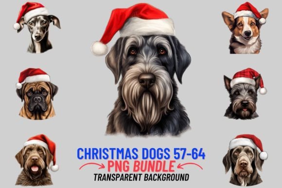 Christmas Dogs in Hats Sublimation 57-64 Gráfico Ilustraciones Imprimibles Por DigitalCreativeDen