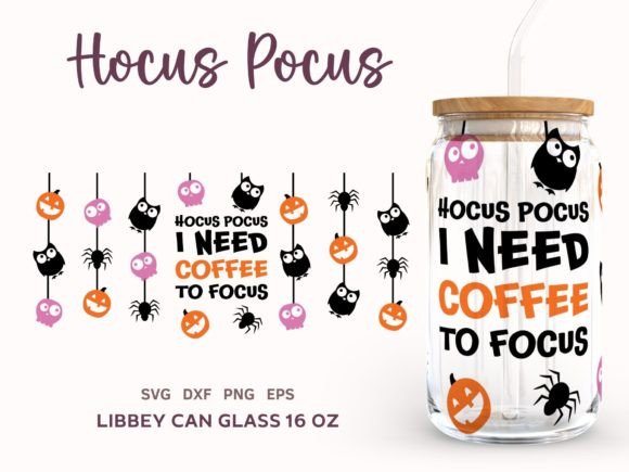 Cute Halloween SVG Wrap Can Glass 16oz Graphic Illustrations By Lemon Chili