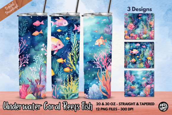 Underwater Coral Reefs Fish Tumbler Wrap Graphic Crafts By Katatype
