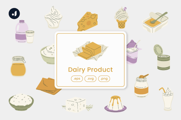 Dairy Product Illustration Grafica Oggetti Grafici di Alta Qualità Di Jump Studio