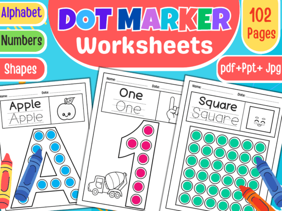 Dot Marker Worksheets for Kids. Grafica K Di Creative Zone