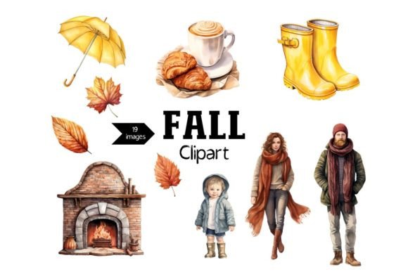 Fall Clipart - Autumn Gráfico PNG transparentes AI Por Lady P Graphics