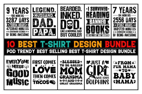 T-Shirt Design Bundle for POD Grafica Design di T-shirt Di T-Shirt Design Bundle