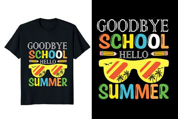 Goodbye School Hello Summer T Shirt Svg Gráfico Plantillas de Impresión Por Aynul Tees