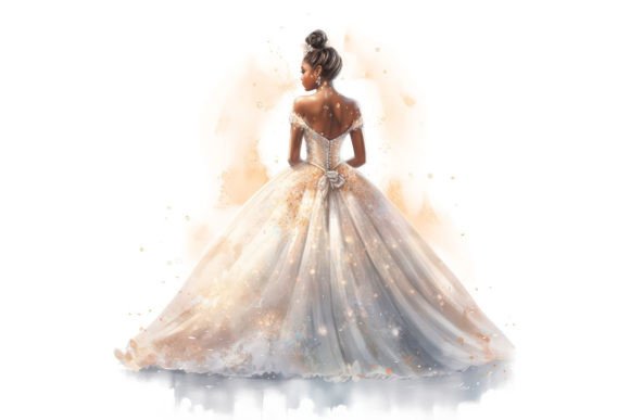 African Black Bride in Her Wedding Gown Graphic AI Graphics By The Enchanted Motherland