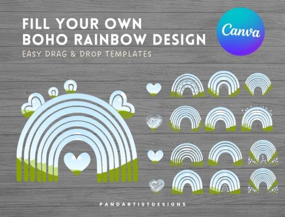 Boho Rainbow Canva Frames Bundle Graphic Crafts By PandArtistDesign