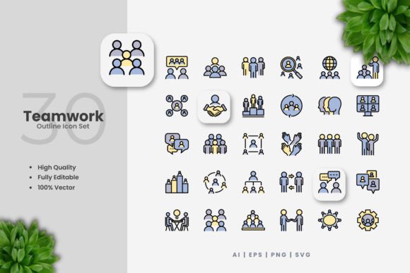Teamwork Colored Icons Graphic Icons By upnowgraphic