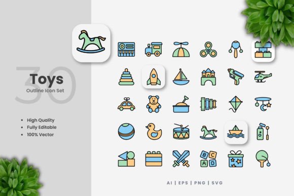 Toys Colored Icons Graphic Icons By upnowgraphic