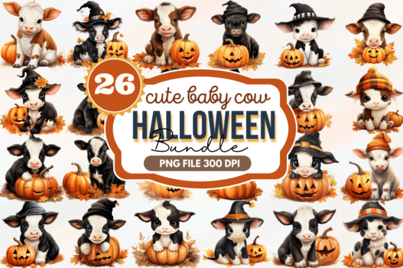 Cute Baby Cow for Halloween Bundle Graphic Crafts By Regulrcrative