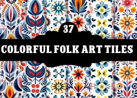 Colorful Folk Art Tiles Graphic Patterns By Pattern Whimsy