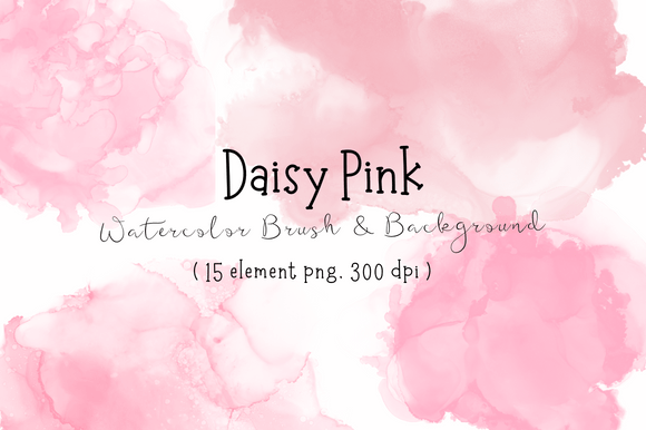 Daisy Pink Watercolor Splashes Graphic Backgrounds By FolieDesign