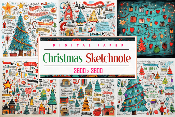 Vintage Christmas Sketchnote Grafika Tła Przez Pro Designer Team