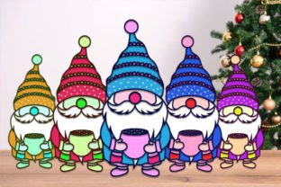 3D Christmas Gnome Paper Cut SVG Set Illustration Noël en 3D Par Cutting Edge 10