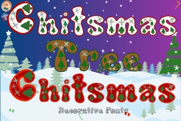 Christmas Tree Decoratieve Fonts Font Door Noomam Happy digital Art
