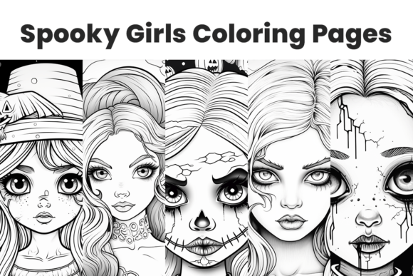 5 Art Coloring Pages of Spooky Witches Graphic Coloring Pages & Books Adults By AnaSt