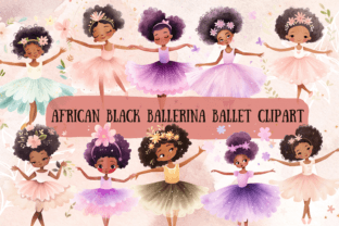 African Black Ballerina Ballet Clipart Grafika Ilustracje do Druku Przez Prints and the Paper 1