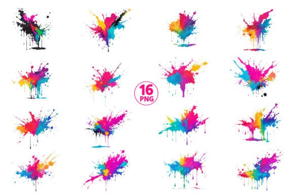 Color Rainbow Alcohol Ink Splatter PNG Graphic AI Transparent PNGs By pixeness