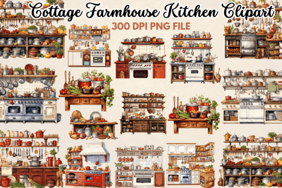 Cottage Farmhouse Kitchen Clipart Graphic Crafts By Regulrcrative