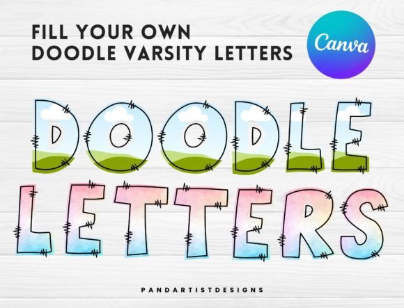 Doodle Letters Canva Frames Gráfico Manualidades Por PandArtistDesign