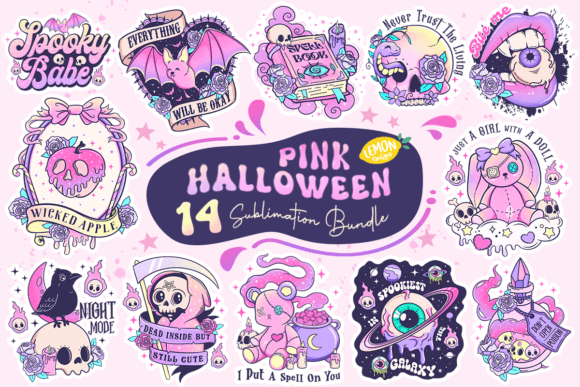 Pink Halloween PNG Sublimation Bundle Graphic Crafts By Lemon.design