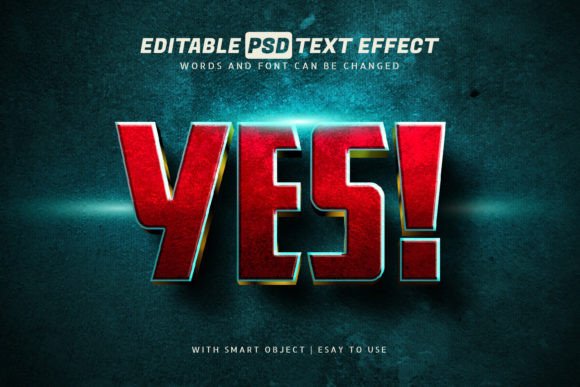Red Yes Text Effect 3d Style Editable Graphic Layer Styles By aglonemadesign