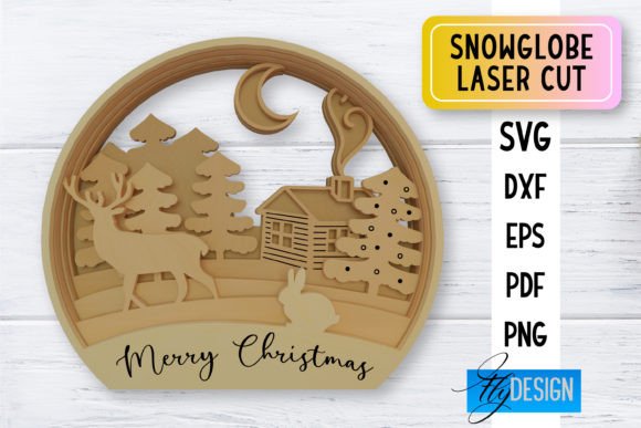 Snowglobe Christmas Laser Cut Graphic Crafts By flydesignsvg