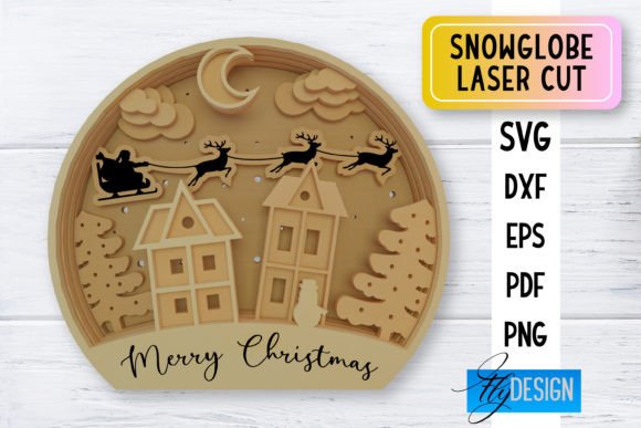 Snowglobe Christmas Laser Cut Graphic Crafts By flydesignsvg