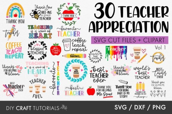 Teacher Appreciation SVG Bundle Gráfico Manualidades Por DIY Craft Tutorials