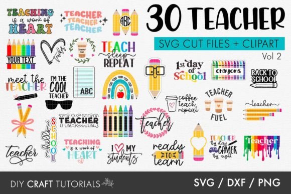 Teacher SVG Bundle Grafik Plotterdateien Von DIY Craft Tutorials