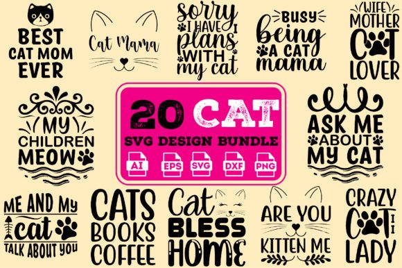 Cat SVG Design Bundle Grafik Plotterdateien Von Craft Design
