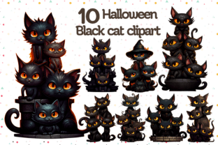 Cute Black Cat on Halloween Grafica Illustrazioni AI Di VeloonaP 1