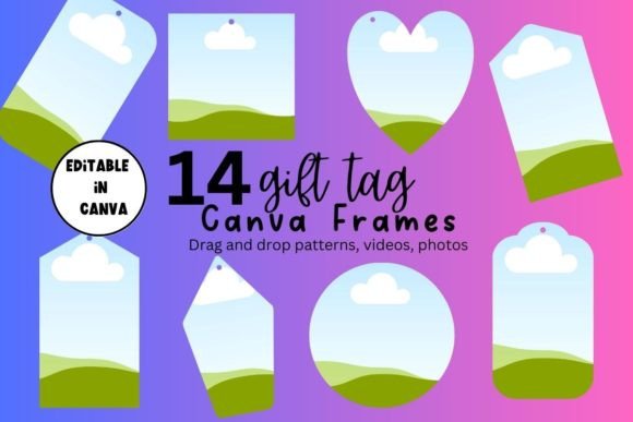 Gift Tags Canva Frames Template Afbeelding Afdruk Sjablonen Door Hippo and Kiwi Studio