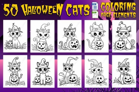 Halloween PNG/SVG Coloring Page Kit 1 Graphic Coloring Pages & Books Kids By Webmark
