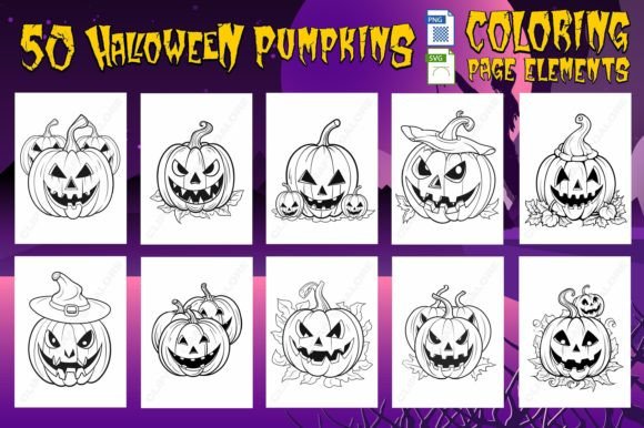 Halloween PNG/SVG Coloring Page Kit 2 Graphic Coloring Pages & Books Kids By Webmark