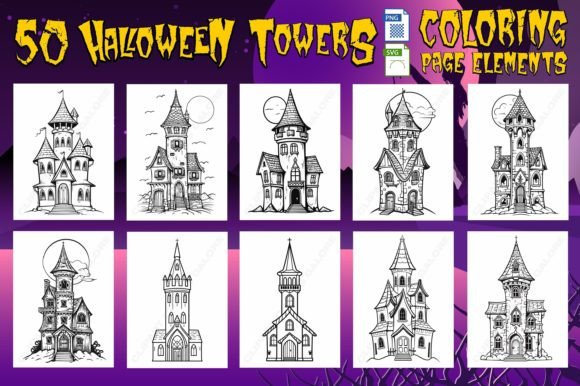 Halloween PNG/SVG Coloring Page Kit 5 Graphic Coloring Pages & Books Kids By Webmark