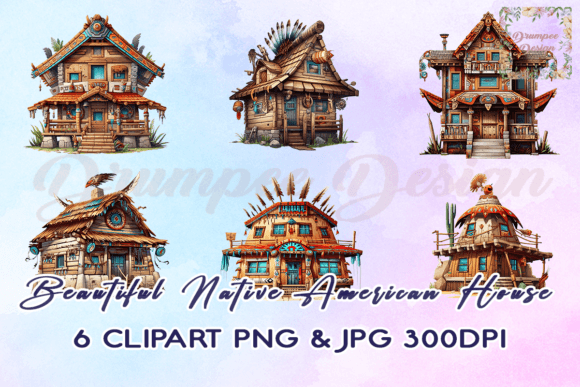 Native American House Watercolor Clipart Graphic Crafts By Drumpee Design