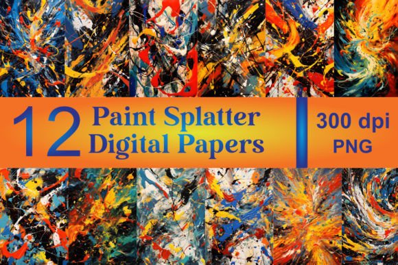 Paint Splatter Digital Papers Grafika Tła Przez DM Designs