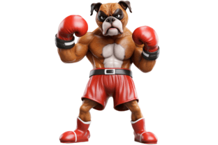 10 PNG 3D Funny Boxing Boxer Dogs Illustration Graphiques AI Par Imagination Station 3