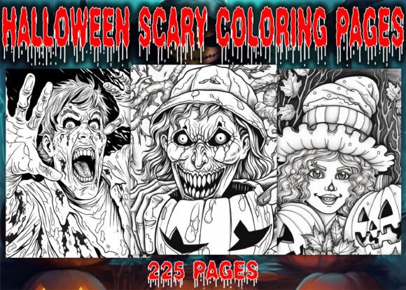 225 Halloween Scary Coloring Pages Graphic AI Coloring Pages By Simran Store