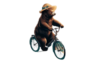 Bear Riding a Bike in Bountryside Road Graphic AI Illustrations By phoenixvectorarts 2