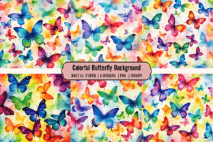 Colorful Butterfly Backgrounds Graphic Backgrounds By Babydell Art