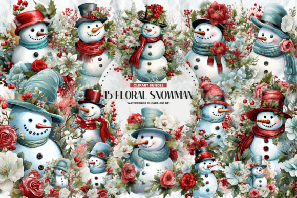 Floral Snowman Sublimation Bundle Graphic Illustrations By Markicha Art