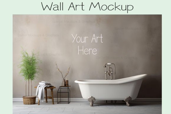 Neutral Color Bathroom Wall Art Mockup Graphic Product Mockups By StellarMockups&Graphics