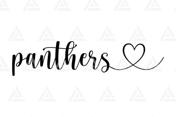Panthers Script with Heart Svg Cut File Graphic Crafts By svgvectormonster