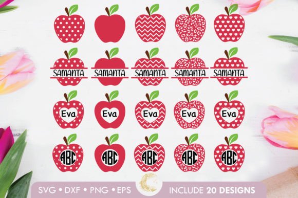School Apple Monogram Bundle Svg Graphic Crafts By oliades