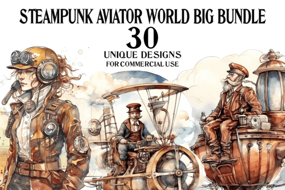 Steampunk Aviator World Clipart - PNG Graphic AI Graphics By CasparU