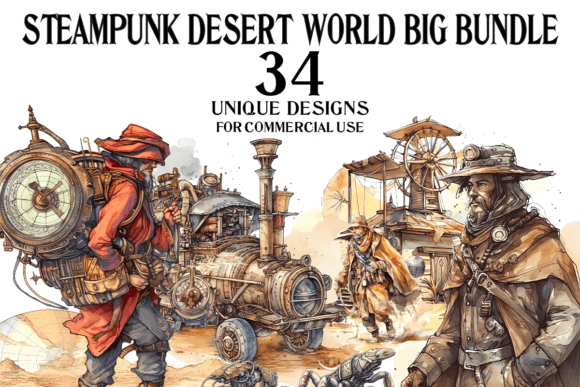 Steampunk Desert World Clipart - PNG Grafik KI Grafiken Von CasparU