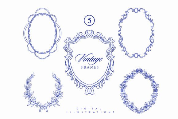 Victorian Wedding Crest Frames Grafik Druckbare Illustrationen Von NassyArt