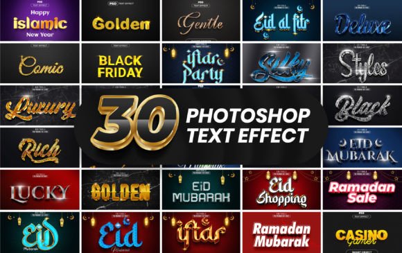 30 Photoshop 3D Text Effect Style Bundle Graphic Layer Styles By mdjahidul99519