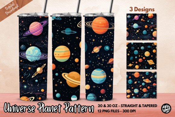 Astronomy Universe Planet Tumbler Wrap Graphic Print Templates By Katatype